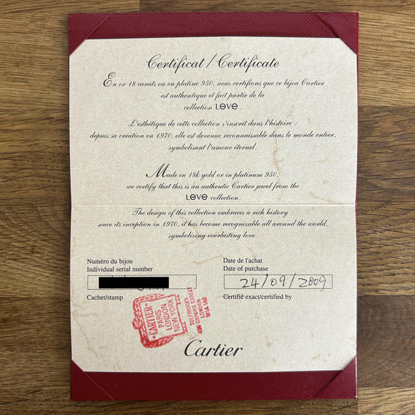 Cartier LOVE Bangle Size 20