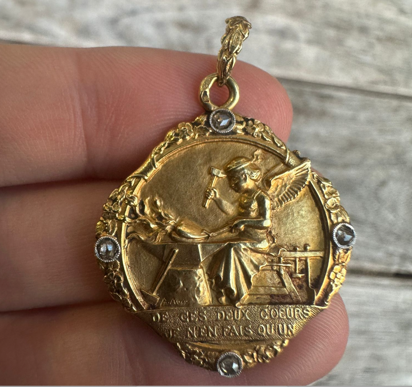 RESERVED - A August French Medallion Pendant