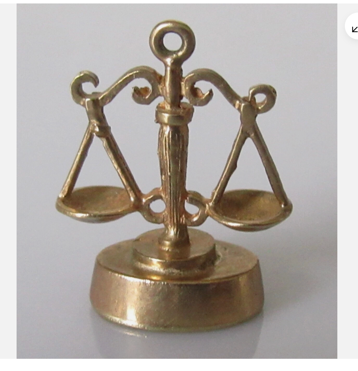 Vintage 9ct Yellow Gold Hollow Scales Of Justice Charm (2.1g)