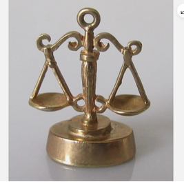Vintage 9ct Yellow Gold Hollow Scales Of Justice Charm (2.1g)