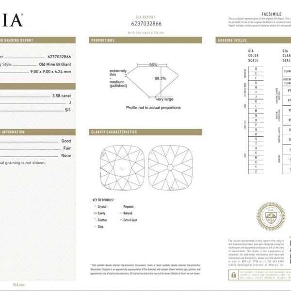 Vintage 3.58 Carat Old Mine Cut Diamond Ring