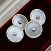 Art Deco Mother Of Pearl Diamond and White Enamel Cufflinks