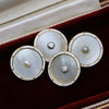 Art Deco Mother Of Pearl Diamond and White Enamel Cufflinks