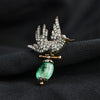 Victorian Diamond Bird and Emerald Drop Brooch