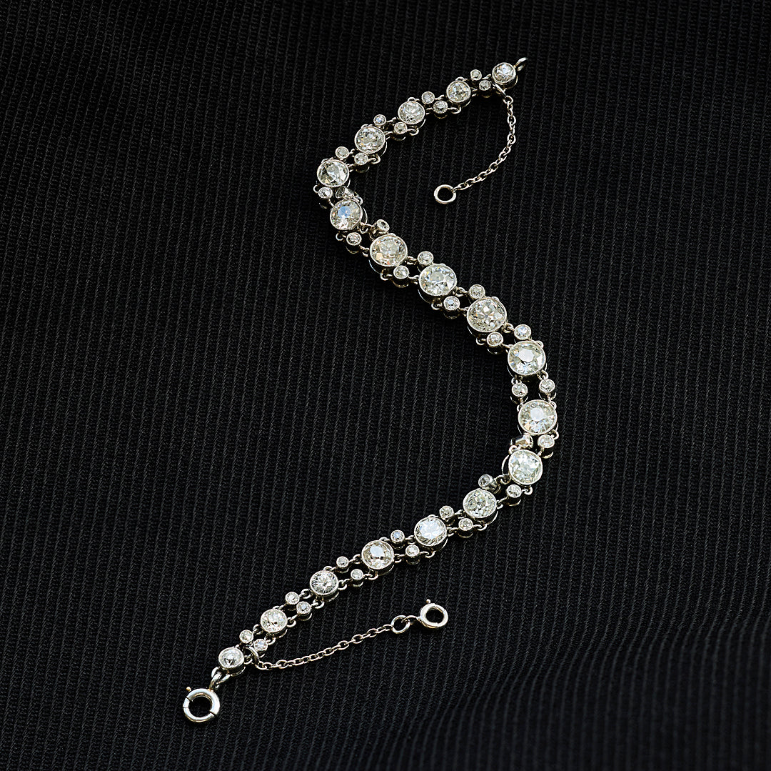 Art Deco 5.70 Carat Old Cut Diamond Bracelet