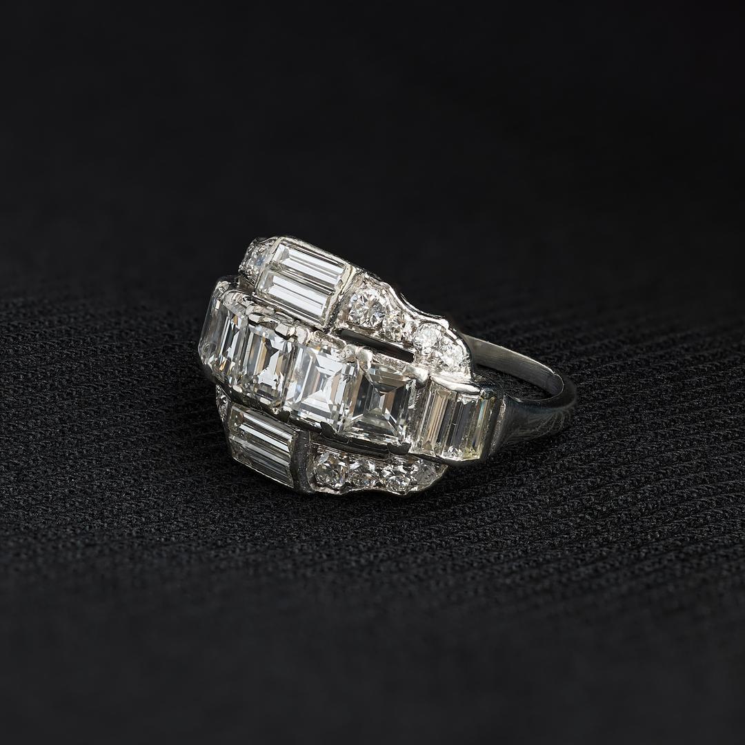 Mid-Century Diamond Cluster Ring