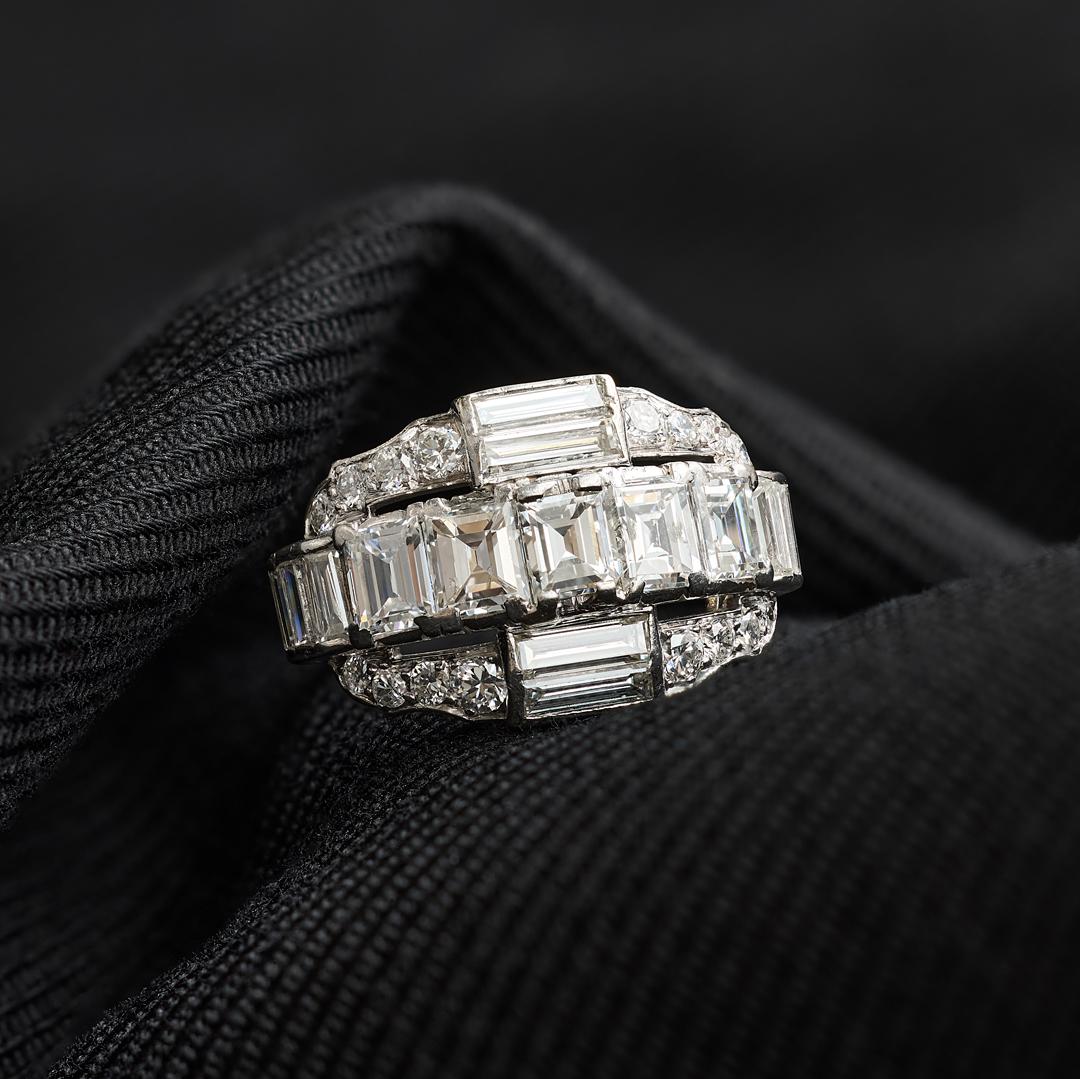 Mid-Century Diamond Cluster Ring