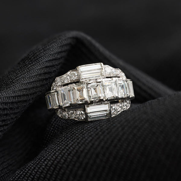 Mid-Century Diamond Cluster Ring
