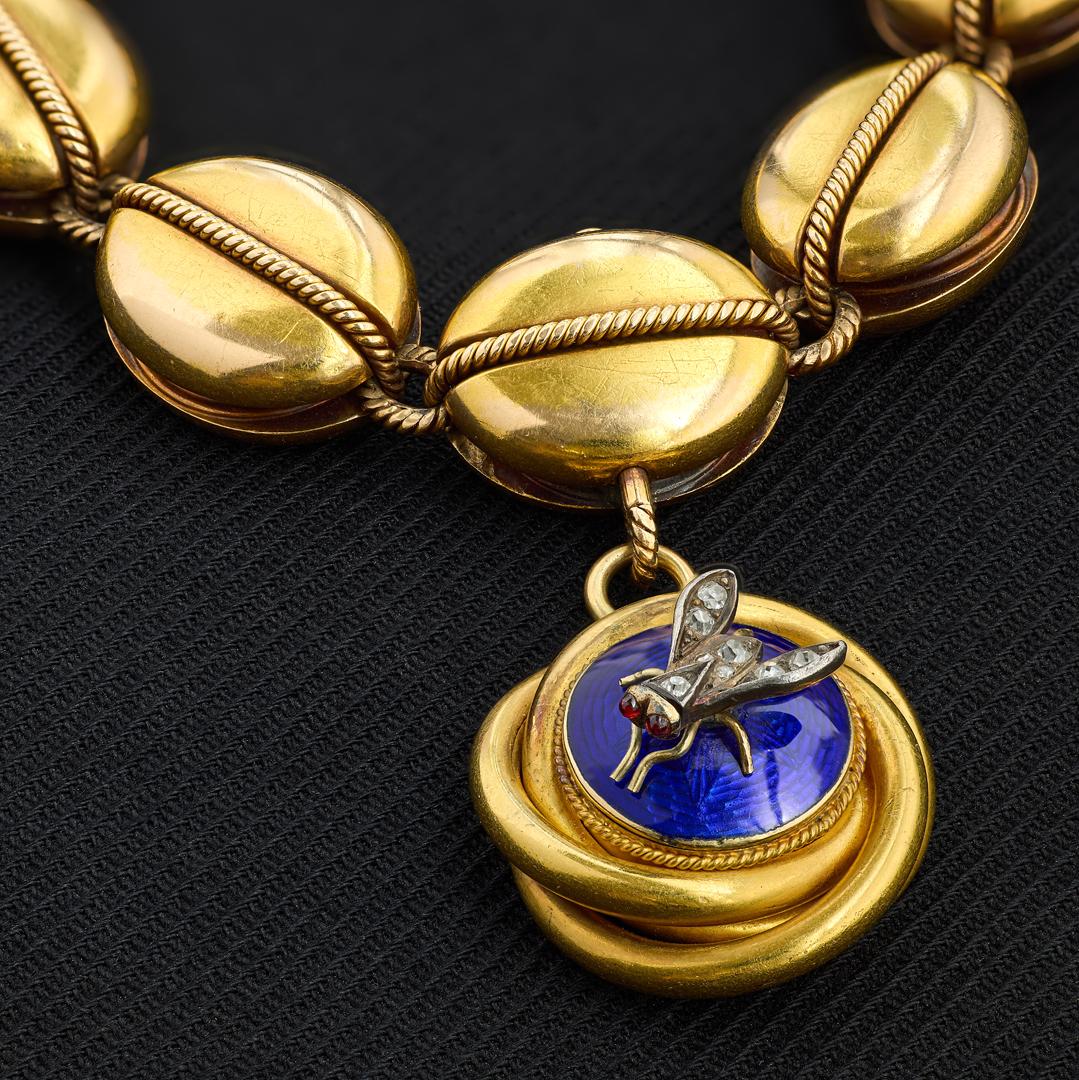 Victorian Diamond Fly Locket Bracelet