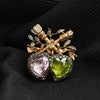 Victorian Pink Topaz and Peridot Witches Heart Brooch