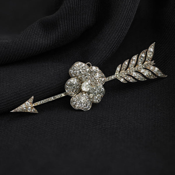 Victorian Large Diamond Arrow Brooch