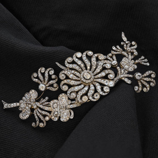 Antique Diamond Tremblant Corsage Spray Brooch