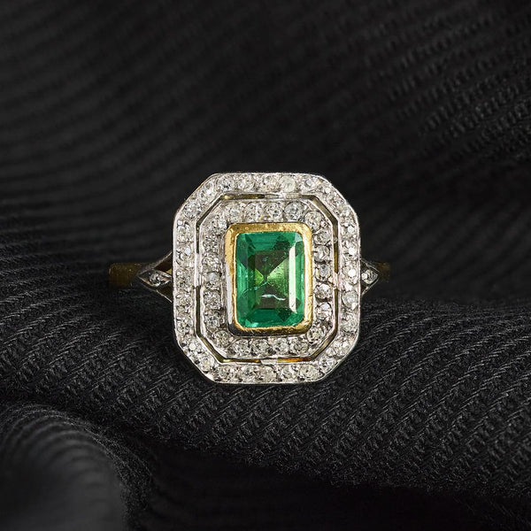 Art Deco Emerald and Diamond Ring