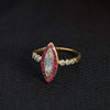 Edwardian Portrait Marquise Cut Diamond and Ruby Ring