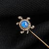 Edwardian Cabochon Sapphire and Diamond Tortoise Stick Pin