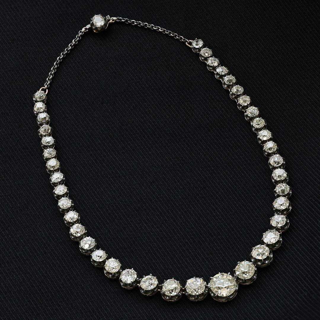 Victorian 40.00 Carat Diamond Riviere Necklace