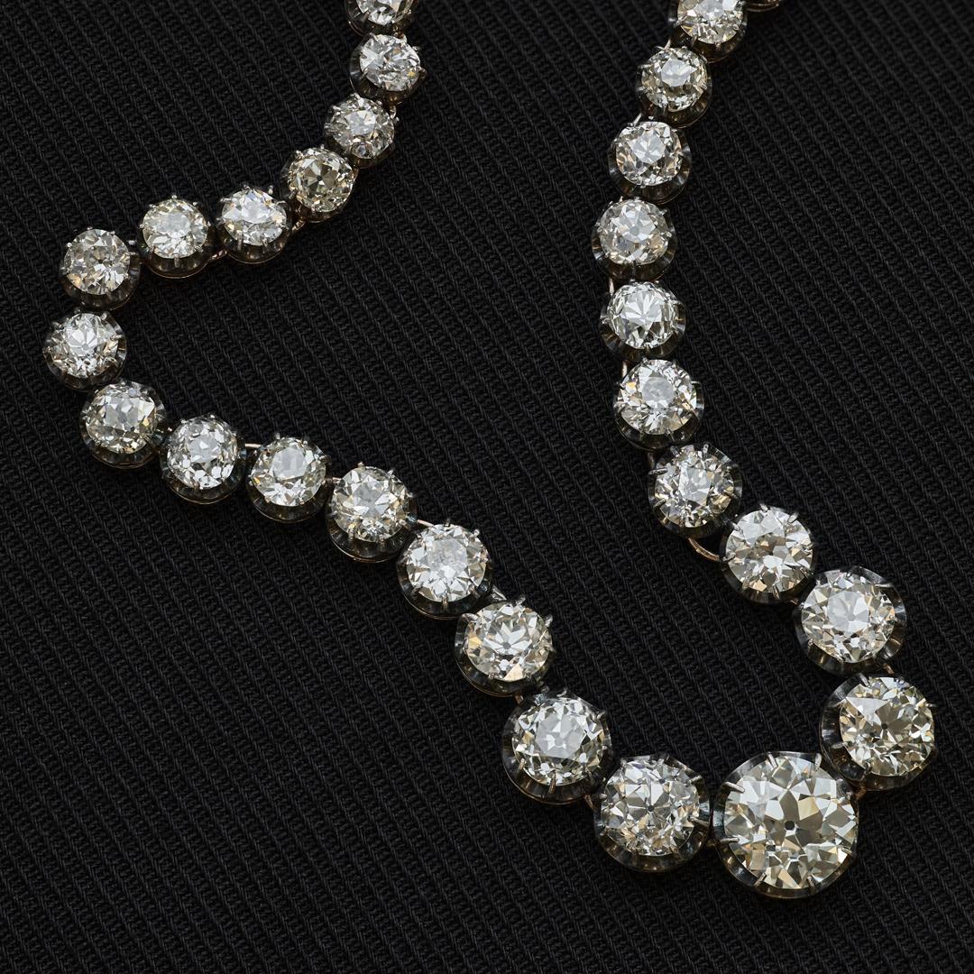 Victorian 40.00 Carat Diamond Riviere Necklace