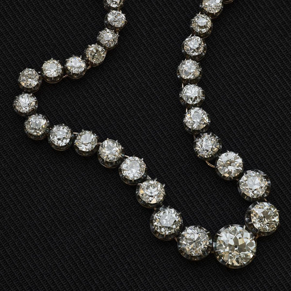 Victorian 40.00 Carat Diamond Riviere Necklace