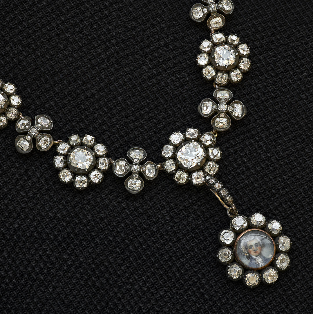 Antique 24.00 Carat Diamond Pansy Necklace