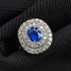 Art Deco 2.20 Carat Burmese Sapphire and Diamond Double Halo Ring