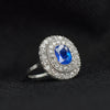 Art Deco 2.20 Carat Burmese Sapphire and Diamond Double Halo Ring