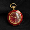 Patek Phillipe Red Guilloché Enamel Pendant Watch