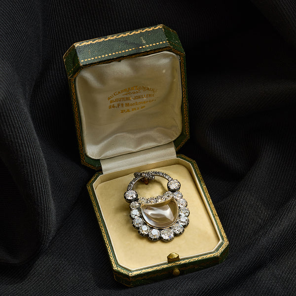 Victorian Rock Crystal and Diamond Padlock Pendant Brooch