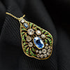 Art Nouveau Sapphire Diamond and Demantoid Garnet Pendant Necklace