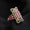 Continental Antique Ruby and Diamond Dress Ring
