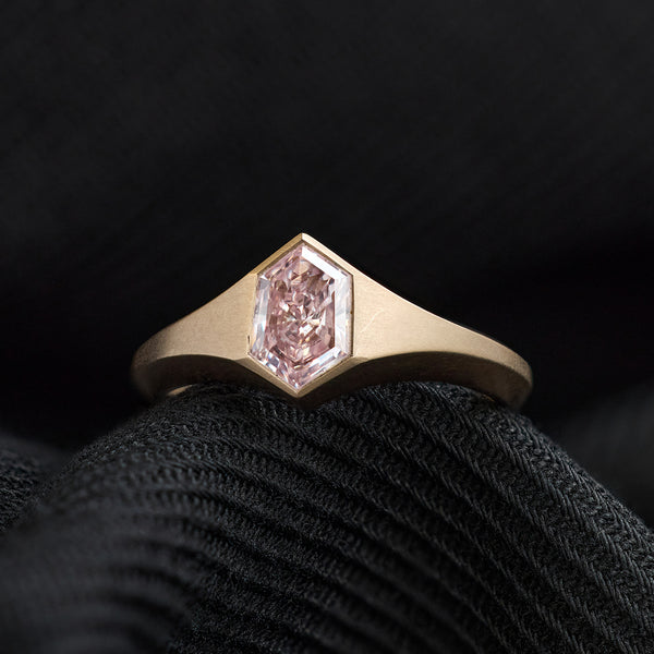 0.92 Carat Hexagonal Natural Fancy Light Pink Diamond Ring