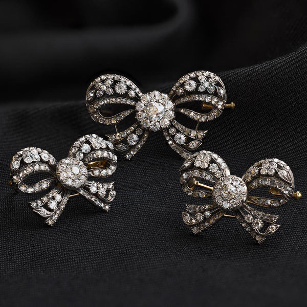 Aucoc Antique Diamond Bow Brooch Set