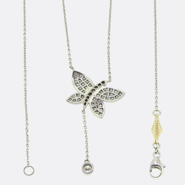 Boodles Pavé Diamond Butterfly Drop Necklace