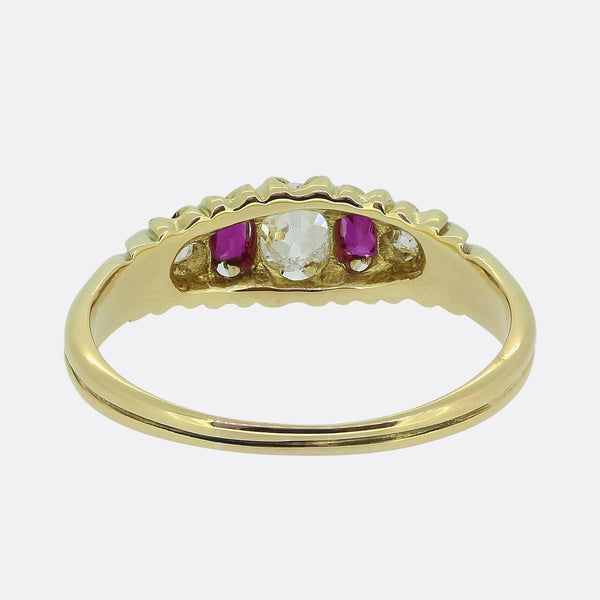 Victorian Ruby and Diamond Five-Stone Ring