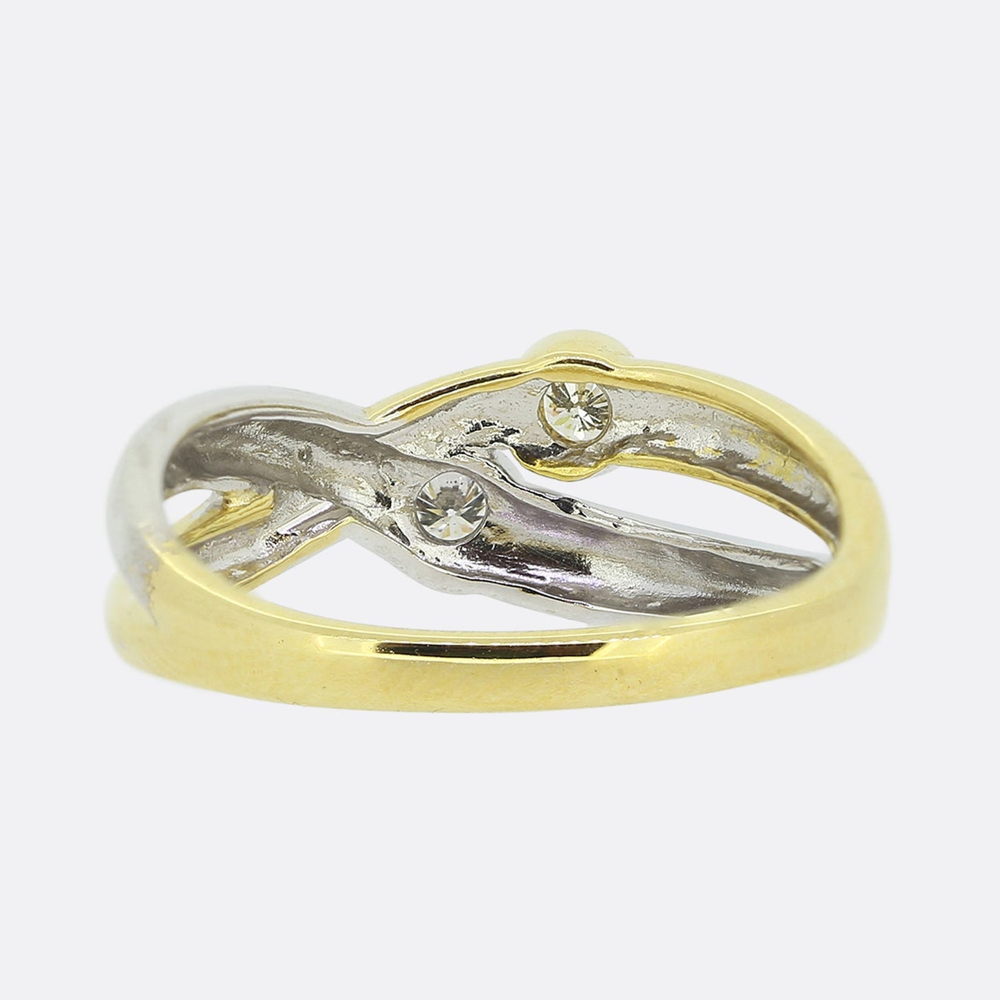 0.10 Carat Two Stone Diamond Crossover Ring
