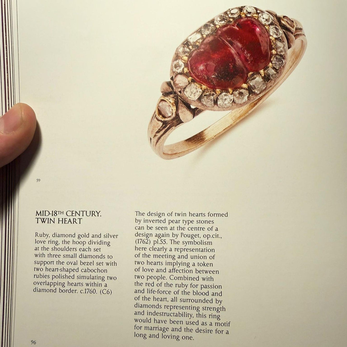 Georgian Double Cabochon Ruby Heart and Diamond Ring