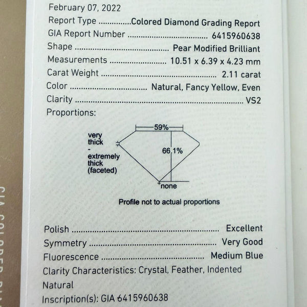 2.11 Carat Fancy Yellow Diamond Necklace
