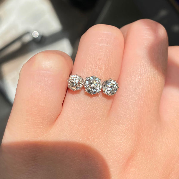 Art Deco Old Cut Diamond Three Stone Ring