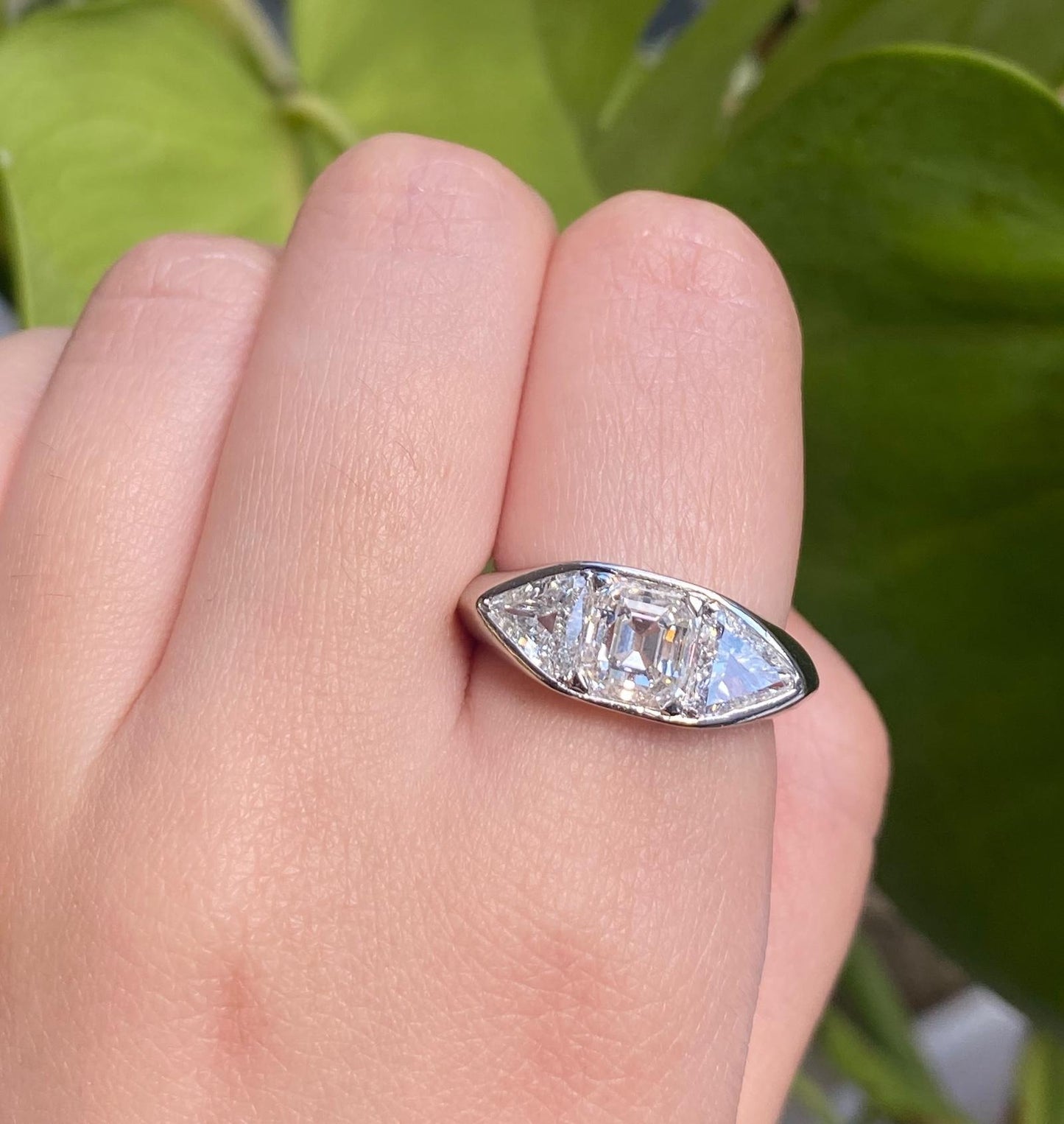 Janesich Art Deco Diamond Three Stone Ring