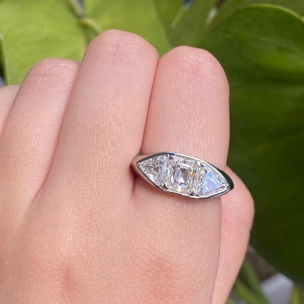 Janesich Art Deco Diamond Three Stone Ring