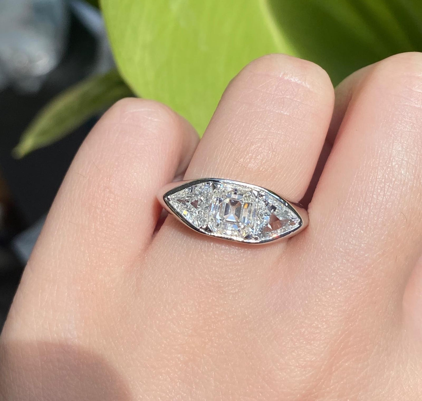 Janesich Art Deco Diamond Three Stone Ring