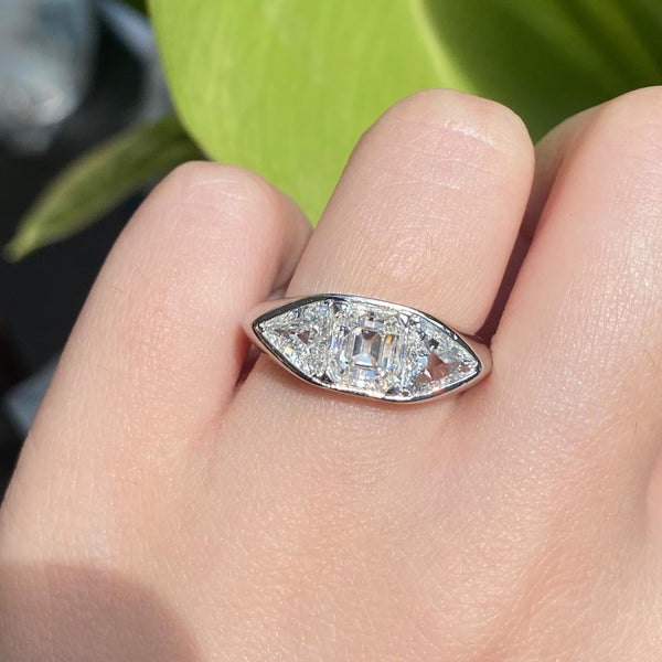 Janesich Art Deco Diamond Three Stone Ring
