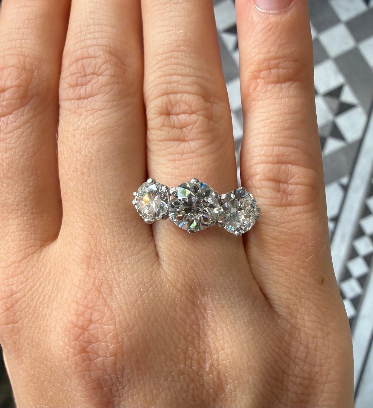 Art Deco Diamond Three Stone Ring