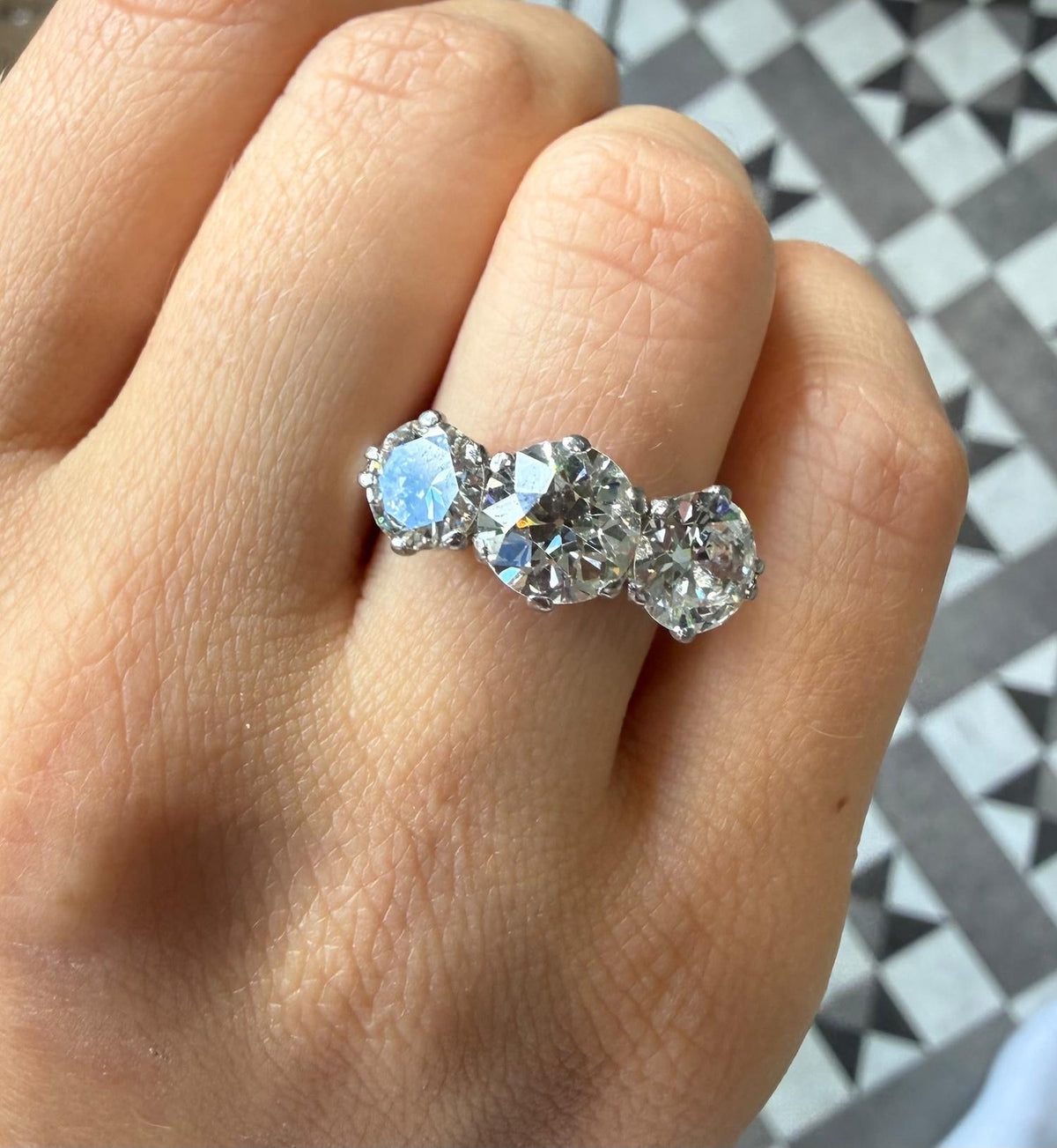 Art Deco Diamond Three Stone Ring
