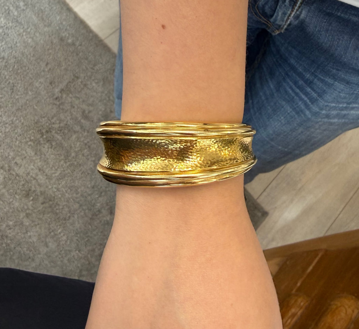Andrew Clunn Hammered Gold Bangle