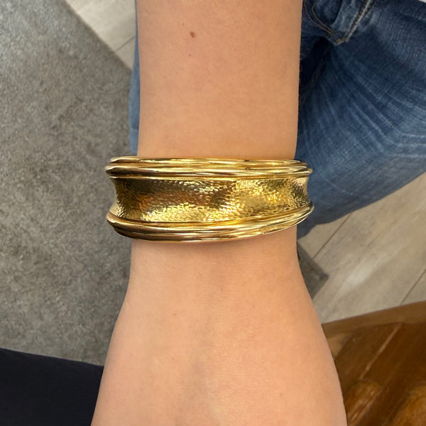 Andrew Clunn Hammered Gold Bangle