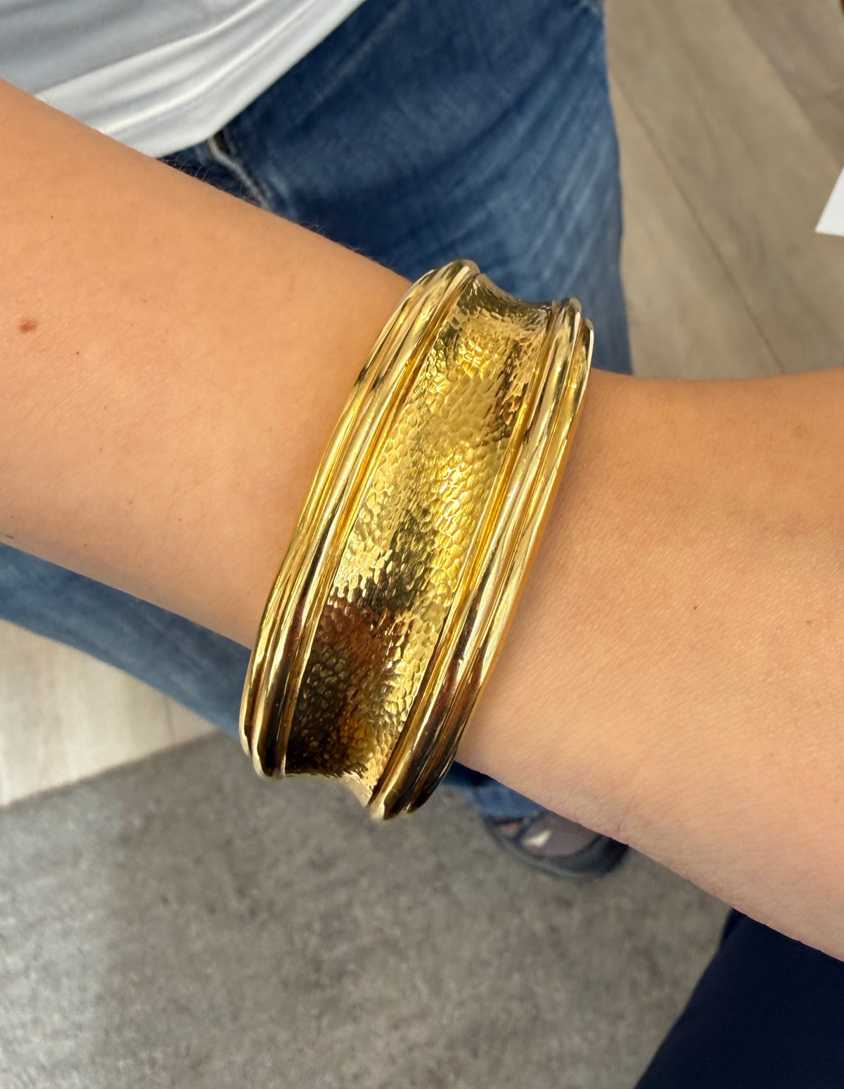 Andrew Clunn Hammered Gold Bangle