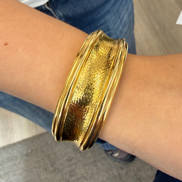 Andrew Clunn Hammered Gold Bangle