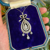 Victorian Old Pear Cut Diamond Pendant Necklace