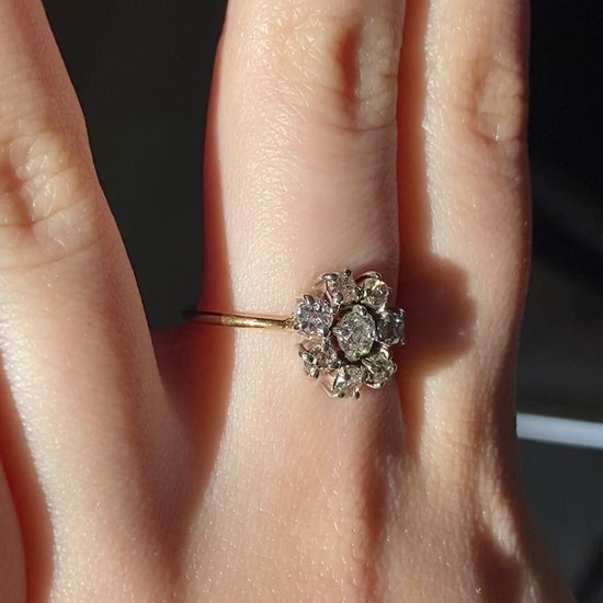 Antique Old Cut Diamond Cluster Ring