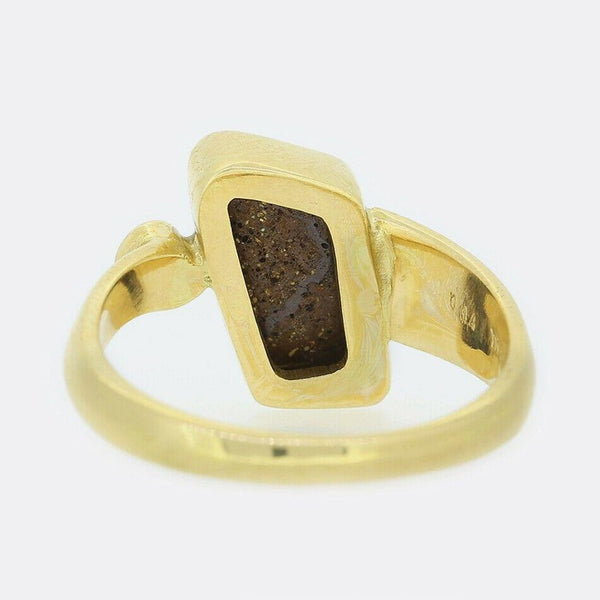 Boulder Opal and Diamond Abstract Ring